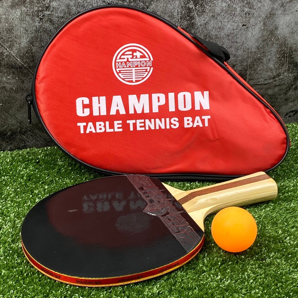 ไม้ปิงปอง ไม้lเทเบิลเทนนิส พร้อมซองใส่ไม้ ยี่ห้อ Champion ของแท้💯% **แถมลูกปิงปอง 1 ลูก** - รูปที่ 2
