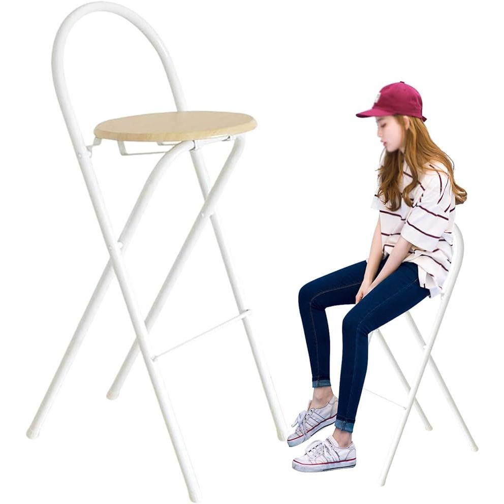 เก้าอี้บาร์ทรงสูง (A1สีบีชอ่อน) สไตล์มินิมอล พับเก็บได้ แข็งแรงมาก - รูปที่ 7