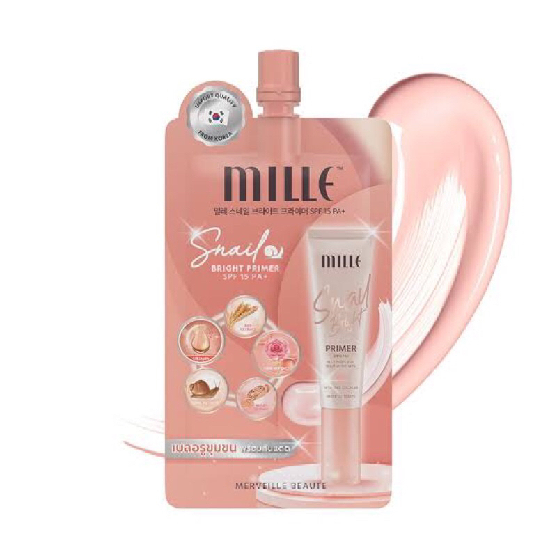 primer mille มิลเล่ไพรเมอร์ mille snail bright primer spf15 PA+ 6g.