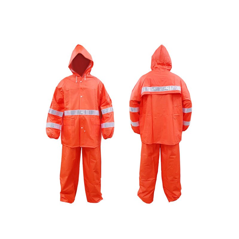 ชุดกันฝนสีส้ม(1 ชุด)เสื้อ-กางเกง มีแถบสะท้อนแสง รุ่น RG04 | งานจราจร | งานกู้ภัย | พนักงานสนามบิน