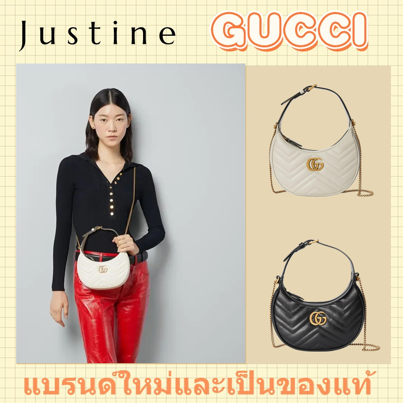 GUCCI GG Marmont series half-moon mini bag ใหม่และแท้