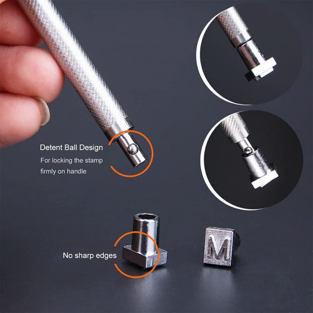 ชุดแสตมป์เหล็ก ชุดเครื่องมือตรายางโลหะสําหรับทําเครื่องหนัง หนังตัวอักษรแสตมป์ Punch Capital  3 มม. 6 มม 36 ชิ้น - รูปที่ 3