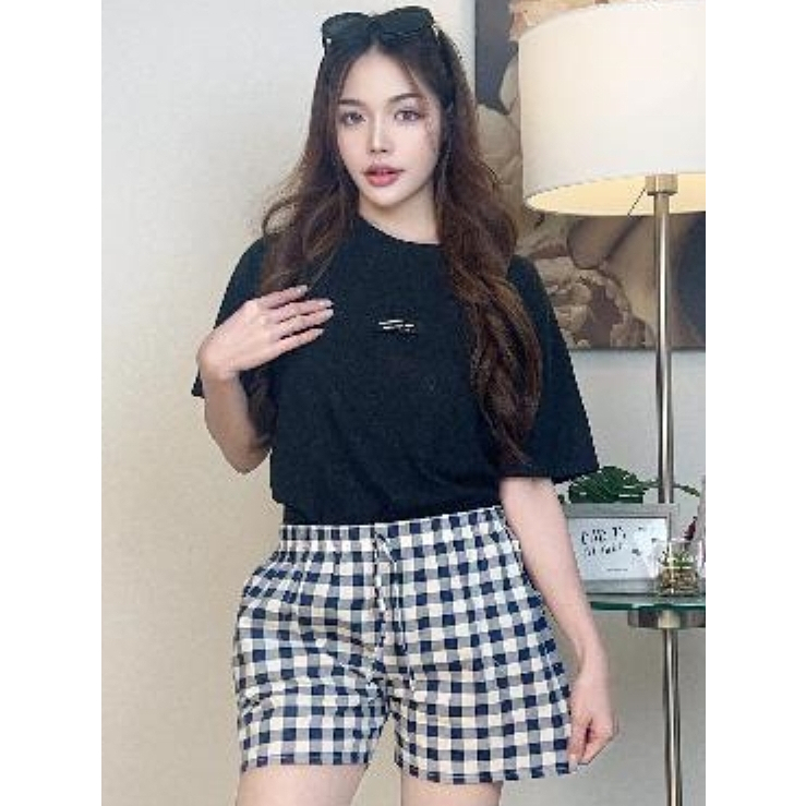 🚚พร้อมส่ง!🚚 กางเกงขาสั้น(ผ้าลายสก็อต) ผ้าฝ้าย ของแท้ ใส่สบายมาก แฟชั่น ใส่สบายมาก ราคาถูกสุดๆ ผ้าสวย ทรงดูผอมสูง K47G