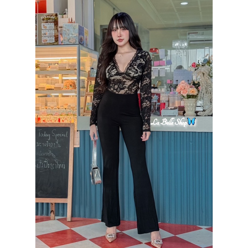 💕ShopBypuy💕จั๊มสูทลูกไม้คอวีขายาวซิปหลัง🔥เซ็กซี่สุดๆ🔥เข้าแล้วจ้า - รูปที่ 4