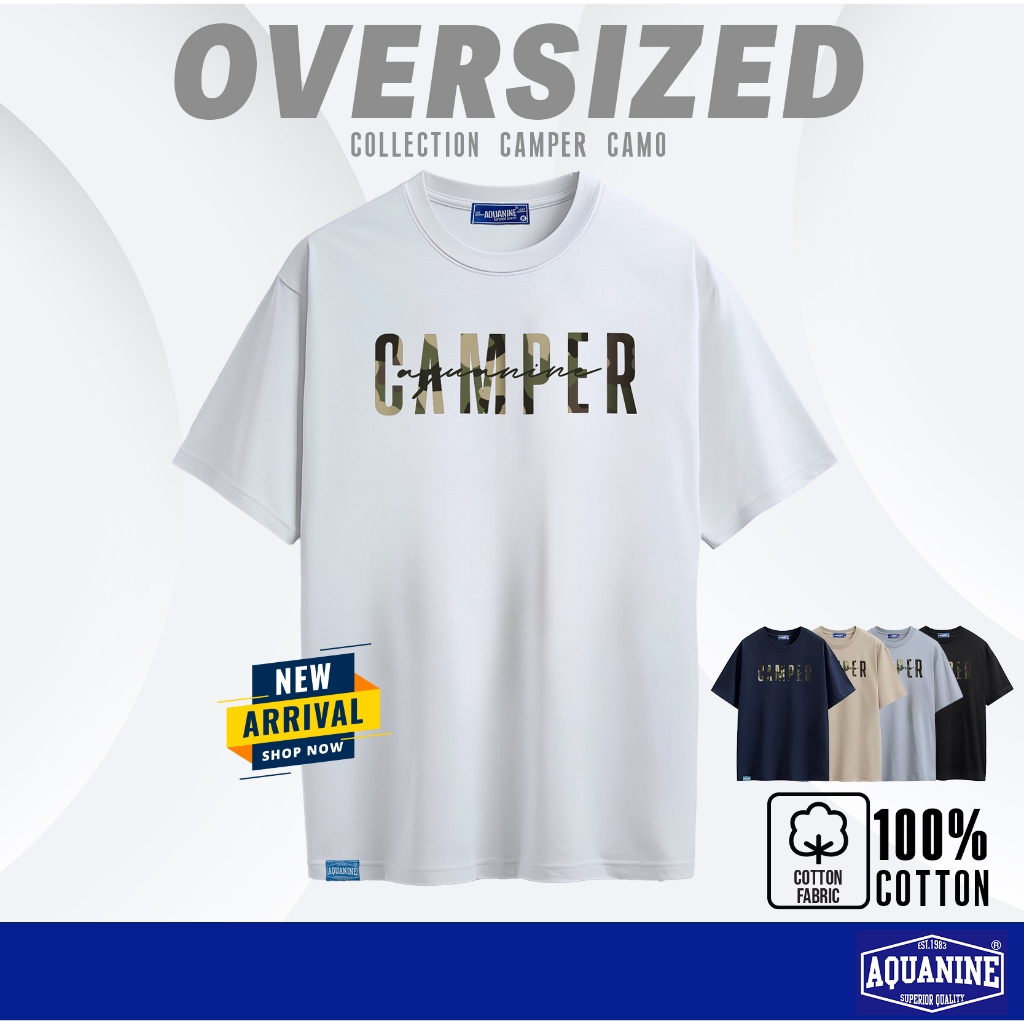 AQUANINE เสื้อยืดโอเวอร์ไซด์ เสื้อยืดผู้ชาย เสื้อยืดผู้หญิง รุ่น Camper camo oversized เสื้อแคมป์ ลิขสิทธิ์แท้
