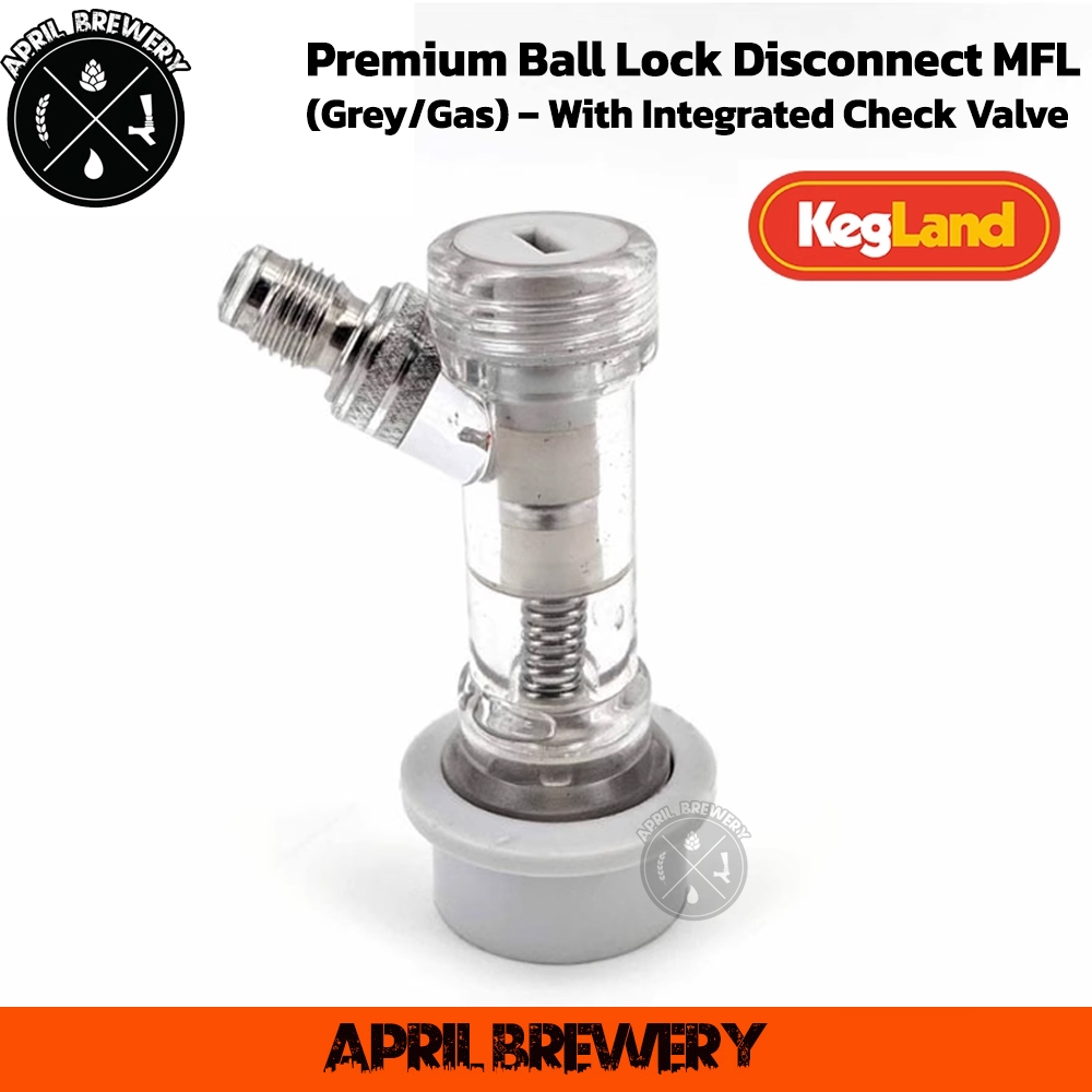 Premium Ball Lock Disconnect MFL (Grey/Gas) – With Integrated Check Valve Kegland KL09010