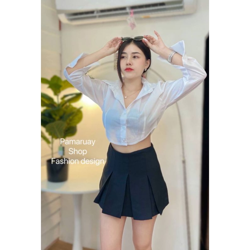 Jai618 เสื้อเชิ้ตคอปกแขนยาวผ้าพื้นดีเทลคือยืนหนึ่ง แขนยาวสวยสุดๆ ด้านหน้าติดกระดุม สีตามเสื้อ