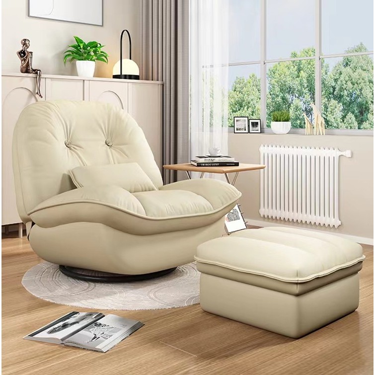 เก้าอี้โซฟา ขาวมินิมอล มี3สีให้เลือก สำหรับ พักผ่อน sofa bed หนังเทียมปรับนอน รุ่น DSF ปรับเอนหมุนได้ 360 องศา ส่งเร็ว