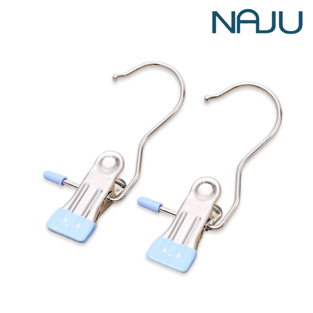 Naju ที่หนีบผ้าสเตนเลส คลิปเก็บเสื้อผ้า ตะขอหนีบกางเกง 20ชิ้น 30ชิ้น หนีบเสื้อผ้า ผ้าขนหนู ผ้านวม แขวนกับราวได้เลย