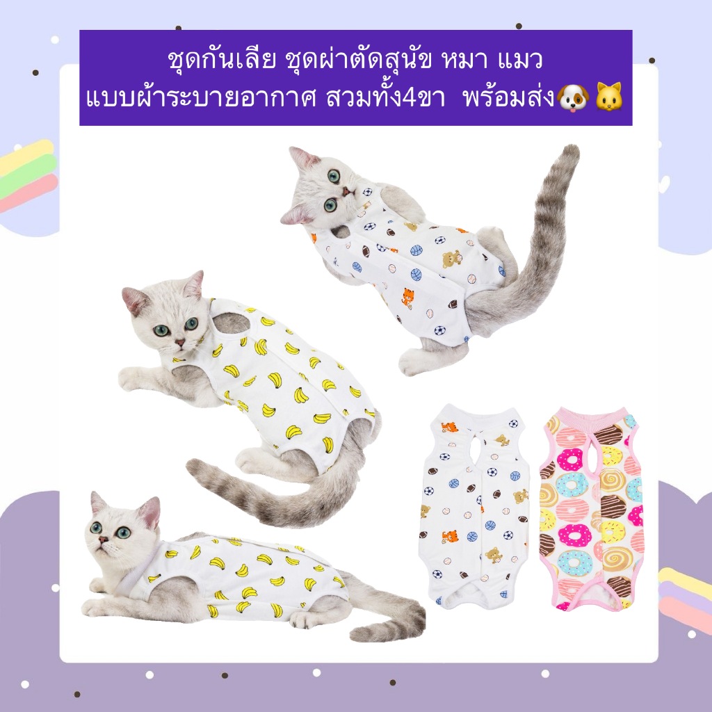PP-1151 🐾 ชุดกันเลีย สัตว์เลี้ยง แบบสวมทั้ง 4 ขา 🐾 เหมาะสำหรับน้องหมา 🐶 น้องแมว 🐱 หลังผ่าตัด ทำหมัน หรือป้องกันเลียแผล