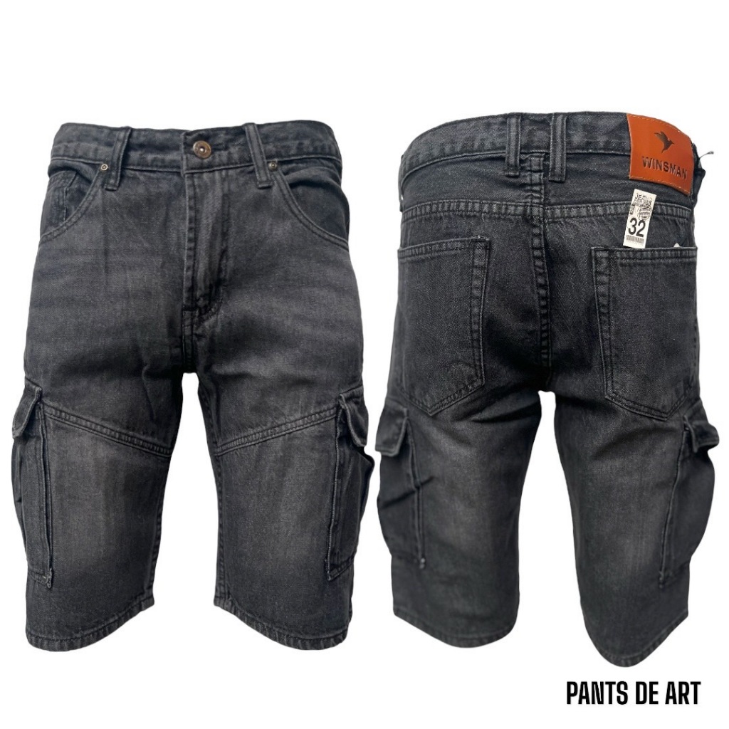SIZE 28-38 ขาสั้นยีนส์ ทรงคาร์โก้กระบอก เป้าหน้าซิป ยีนส์เทาฟอก/ยีนสฟอกอ่อน (มีชำระเงินปลายทาง)