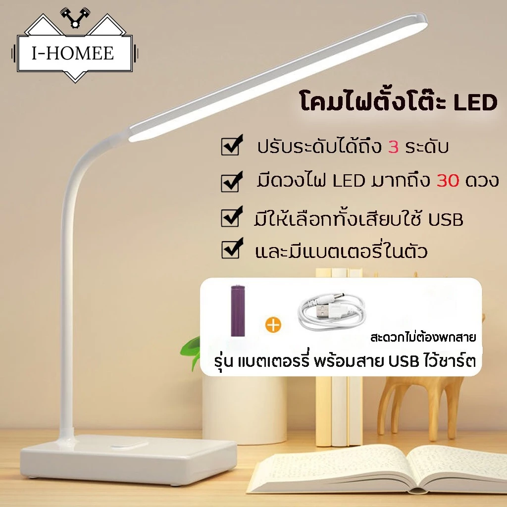 I-HOMEE โคมไฟอ่านหนังสือ โคมไฟตั้งโต๊ะ โคมไฟโต๊ะทำงานLED(สไตล์ญี่ปุ่น)