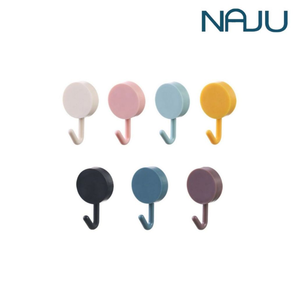 Naju ตะขอติดผนัง ยกโหล 12ชิ้น 24ชิ้น 36ชิ้น ตะขอแขวนติดผนัง ไม่ต้องเจาะผนัง ตะขอแขวน สุ่มสี ตะขอแปะผนัง wall hook