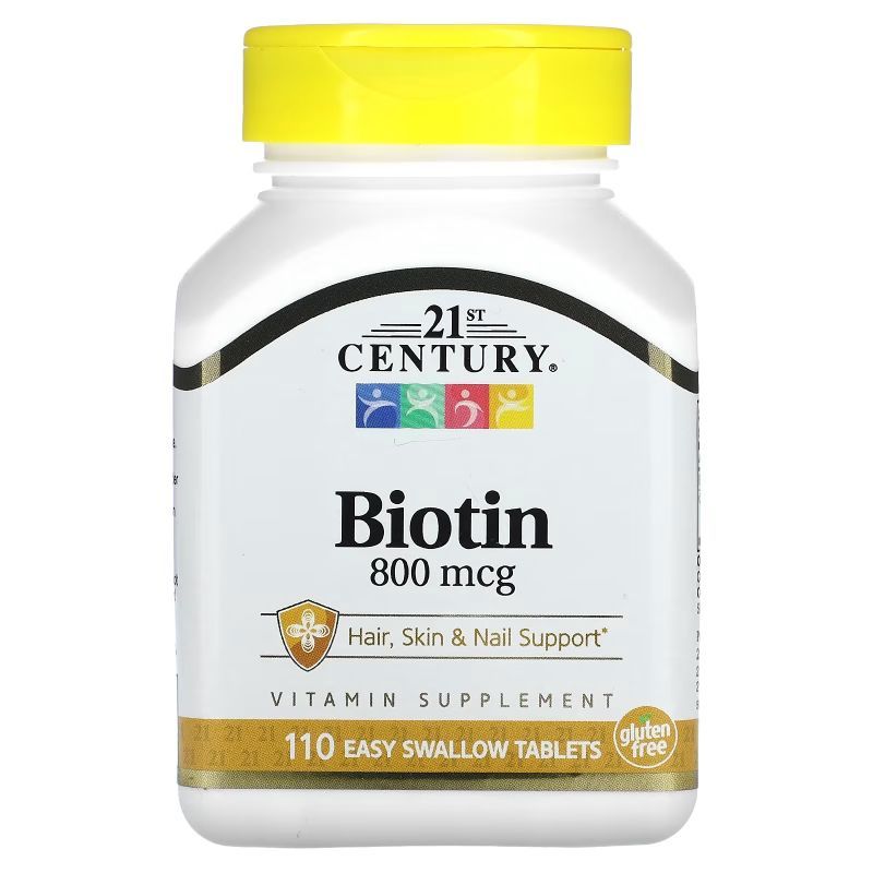 ไบโอติน 21st Century, Biotin, 800 mcg, 110 Easy Swallow Tablets