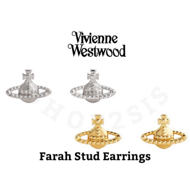 🪐พร้อมส่ง ✨ Vivienne Westwood Farah Stud Earrings🦋 แท้💯 ใบเสร็จครบ(ถุงกระดาษมีขายแยกค่ะ)￼