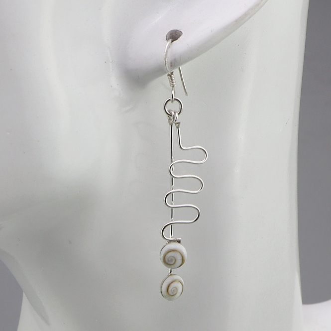 [พร้อมส่ง] Shiva eye earrings snake line dangle shell silver ต่างหูเงินแท้ ตุ้มหู ใส่แล้วไม่แพ้ เงิน