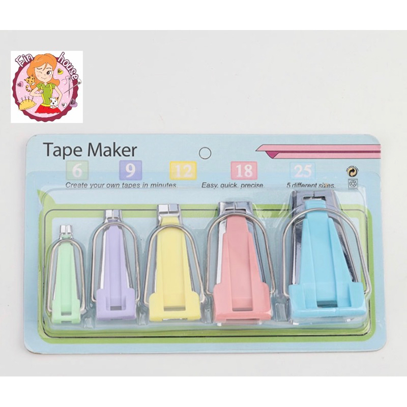 🧸อุปกรณ์ทำผ้ากุ๊น ที่ทำผ้ากุ๊นแพ็ค5ขนาด  ( 6,9 12,18,25 mm.) ชุดทำผ้ากุ๊น ซองรีดผ้ากุ๊น 🧵🪡