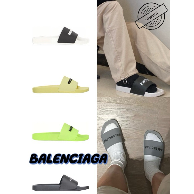 รองเท้าแตะแฟชั่นยาง BALENCIAGA ของแท้สำหรับผู้ชาย