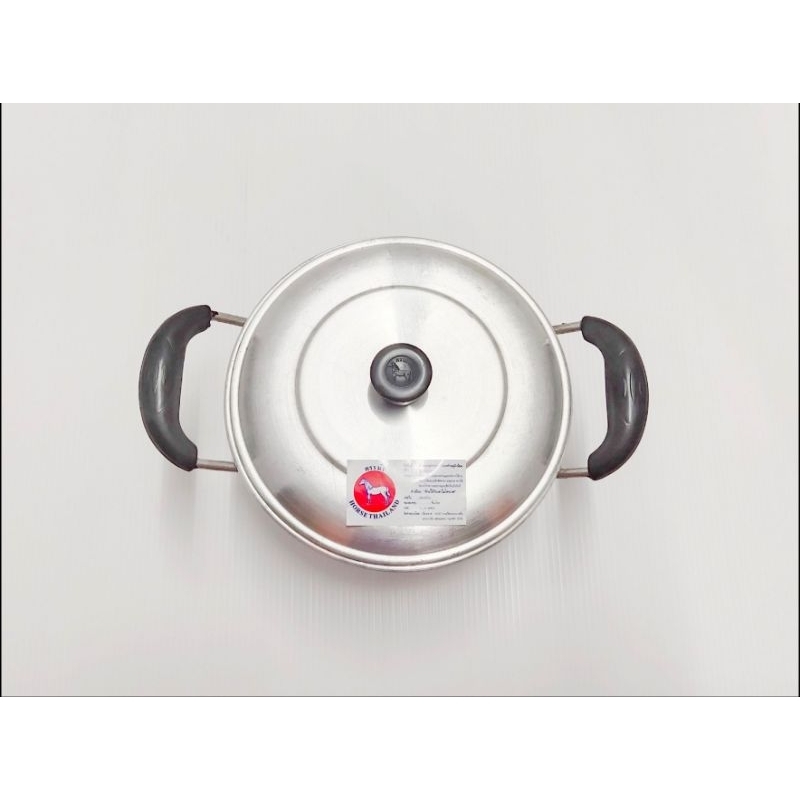 ตราม้าแดง !!!  หม้อแกง2หู รุ่นเจแปน ขนาด 16 ซม. อุปกรณ์แคมป์ปิ้ง หม้อสนาม อลูมิเนียม ตราม้า