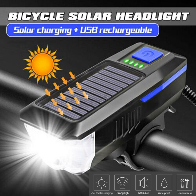 Bicycle ไฟ LED ไฟหน้ารถจักรยาน สว่างมาก กับแตร120dB แบบพกพากันน้ำ USB ชาร์จไฟได้ MTB ด้านหน้าไฟฉาย ของแต่งจักรยาน