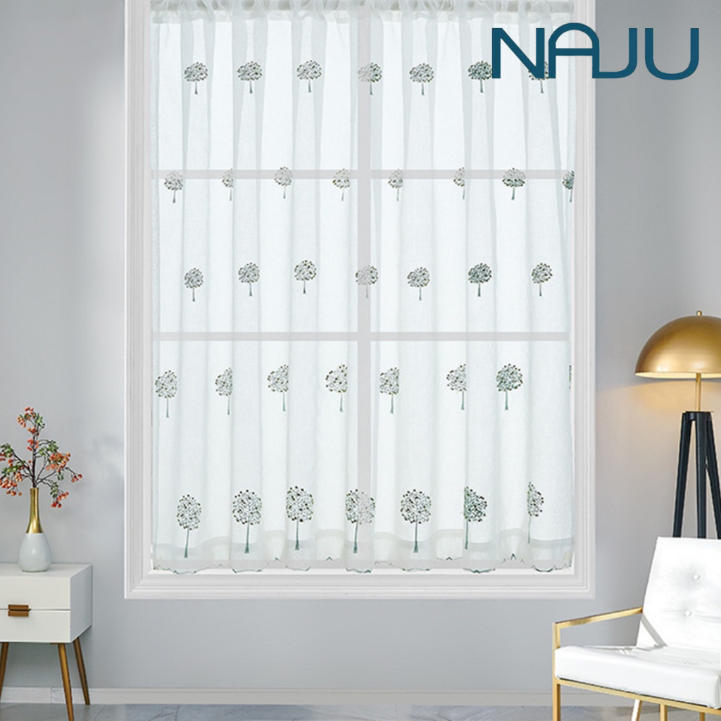 Naju ผ้าม่านครึ่งหน้าต่าง ผ้าม่าน แบบสั้น ผ้าม่านสั้น กรองแสงแดดได้ดี ทางสไตล์คลาสสิกสําหรับตกแต่งห้องครัว