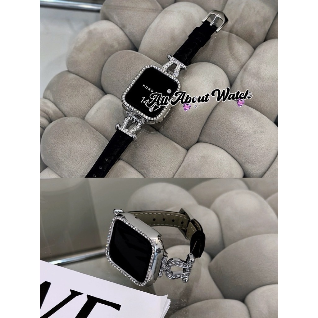 พร้อมส่ง สายหนัง Cowhide ลายงู ประดับเพชร แบบเข็มขัด ใช้ได้กับ Smart Watch 9 8 7 6 5 4 3 2 1 Se Ultra CD99 X69 X29 HK9