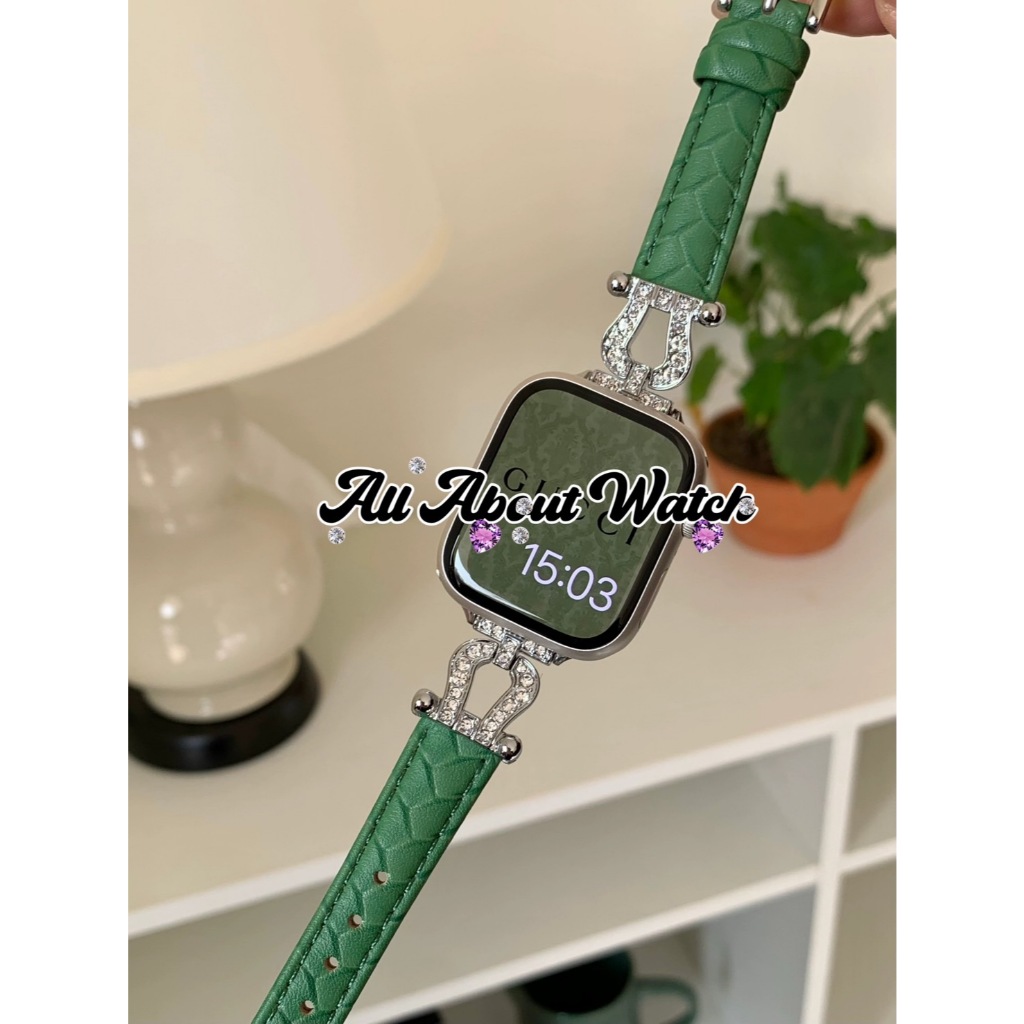 พร้อมส่ง สายหนัง Cowhide ลายงู ประดับเพชร แบบเข็มขัด ใช้ได้กับ Smart Watch 9 8 7 6 5 4 3 2 1 Se Ultra CD99 X69 X29 HK9