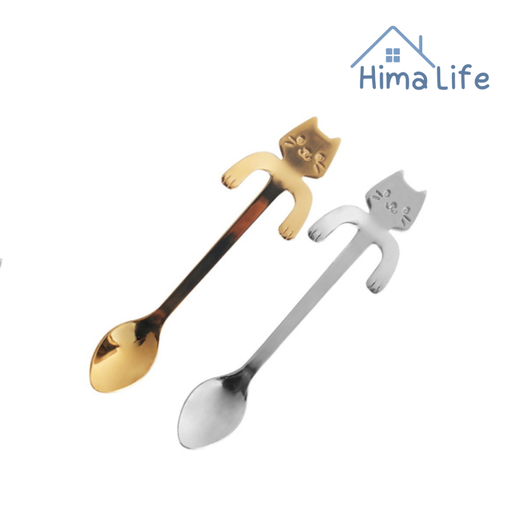 ช้อนกาแฟสเตนเลส ช้อนสแตนเลสรูปแมวน่ารัก วัสดุอย่างดี ปลอดภัย สีไม่ลอก Hima Life
