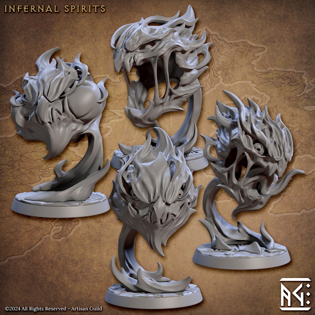 Infernal Spirit - Raid at the Temple of Ifrit - Elemental Fire Elemental / 32mm scale 3D printed min