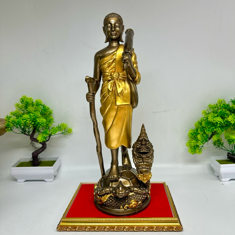 พระสีวลี สูง14นิ้ว แร่เหล็กน้ำพี้ สีมันปูเพ้นท์