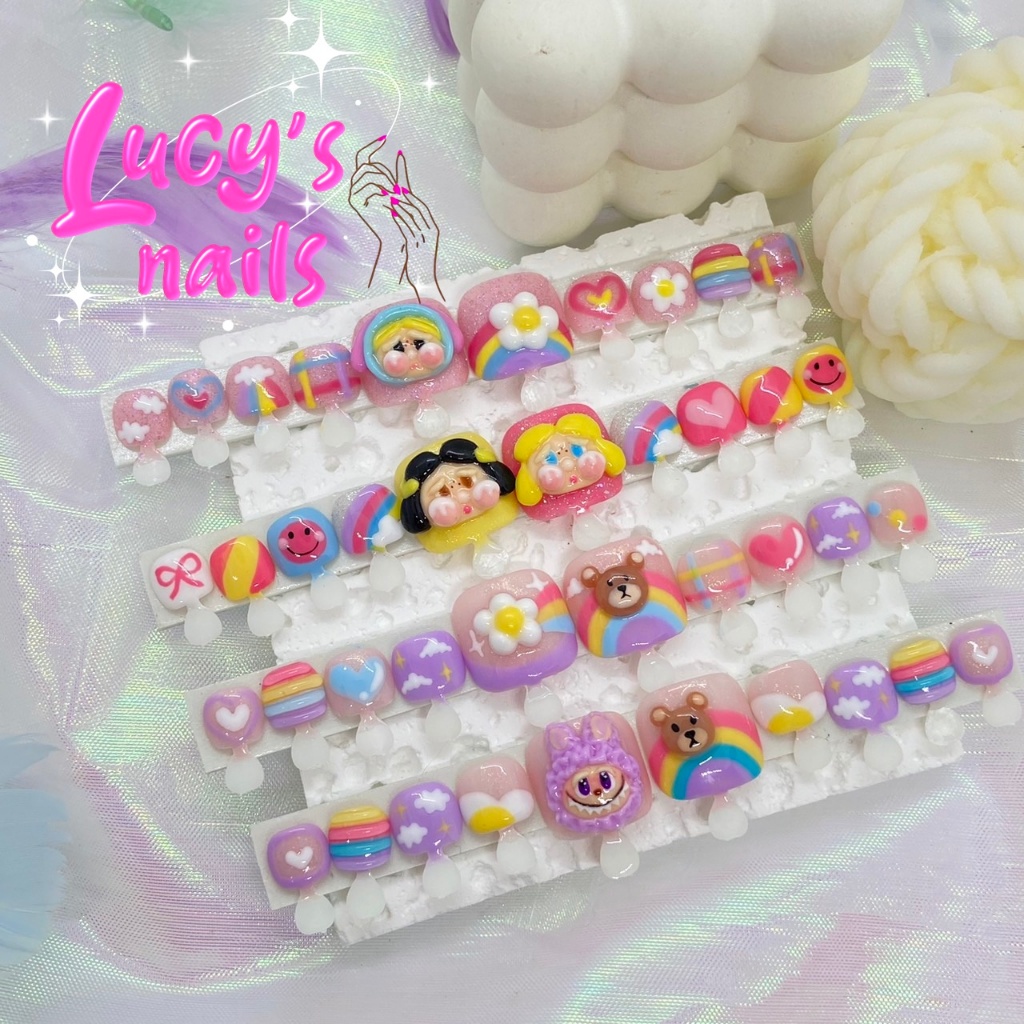SH179 เล็บปลอมเจลแท้(เล็บเท้า) Cry baby & Labubu ฟรีกาว+ตะไบ และของแถมสุด cute