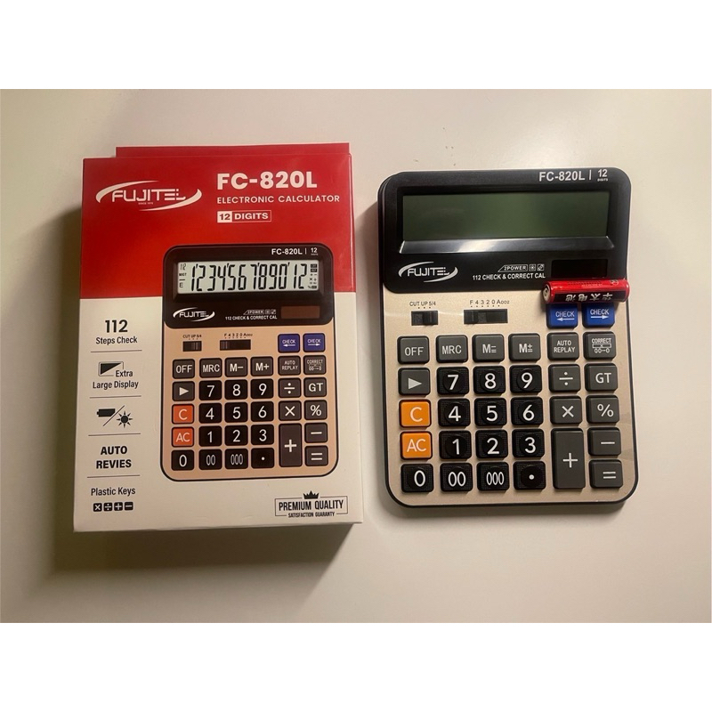 เครื่องคิดเลข 12 หลัก ยี่ห้อ FUJITEL แท้ 100% หน้าขนาดใหญ่ ตัวเลขชัดเจน รุ่น FC-840 / FC-120PLUS / F