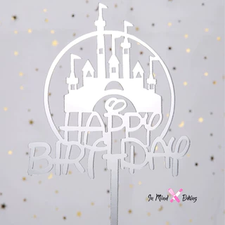 ป้ายปราสาทHappy Birthday อครีลิค ตกแต่งเค้ก