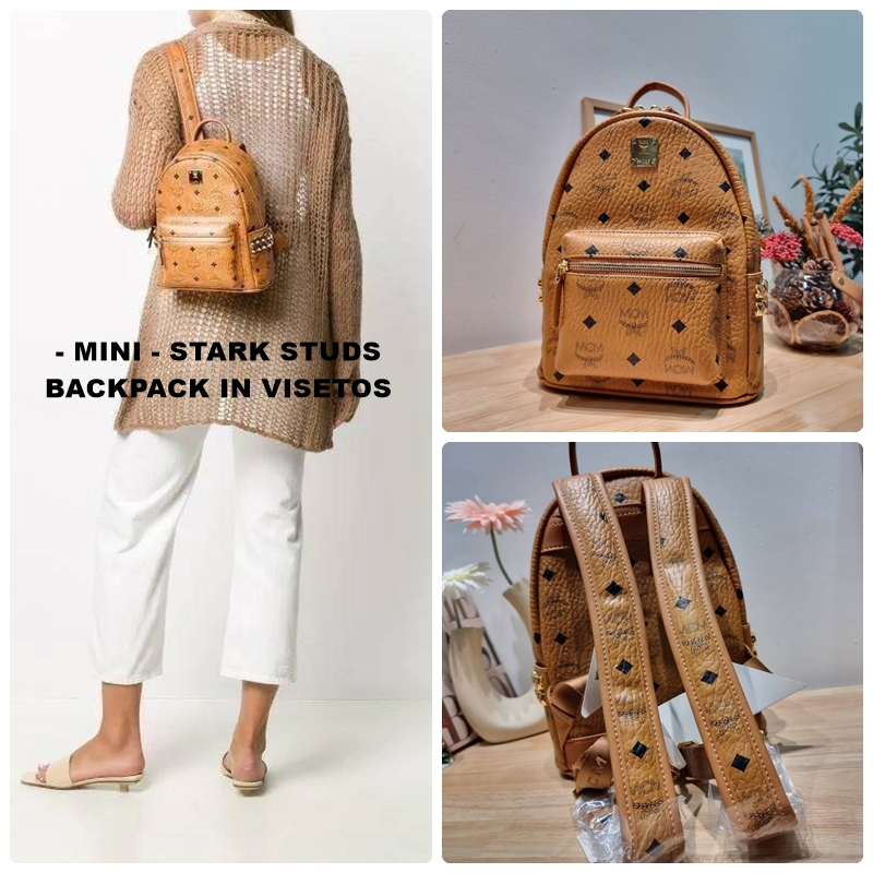 (MINI) กระเป๋าเป้สะพายหลังมินิ STARK STUDS BACKPACK IN VISETOS MC007