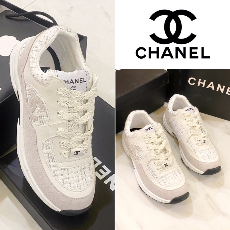 รองเท้าผ้าใบ Chanel Tweed CC Trainers