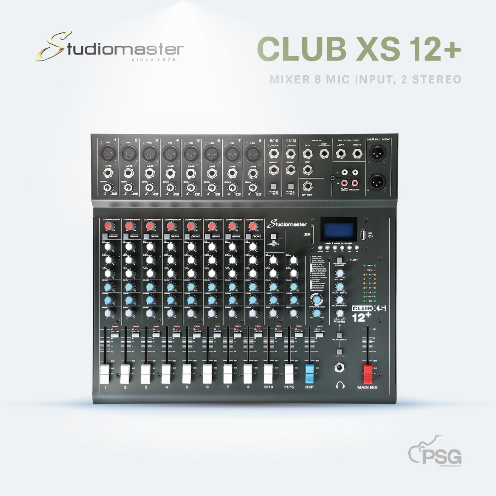 STUDIOMASTER : CLUB XS 12+ MIXER 8 MIC INPUT, 2 STEREO