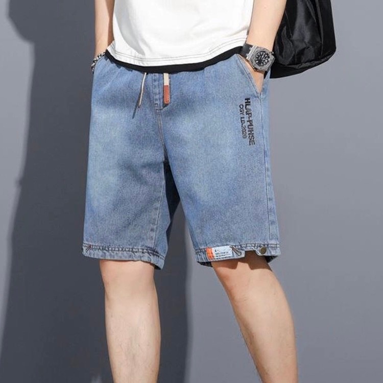 กางเกงขาสั้นเอวยางยืดผู้ชาย ผ้ายีนส์ยืด รุ่น M0750 รูปที่ 2