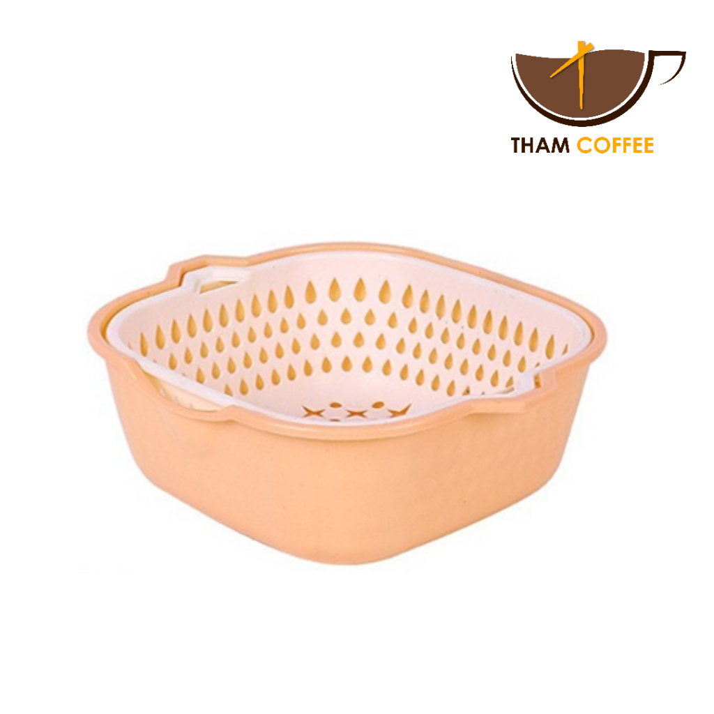 ตะกร้าล้างผัก 2 ชั้น ล้างผักผลไม้ 6ชิ้น 8ชิ้น ล้างผัก ผลไม้ เนื้อสัตว์ Tham coffee