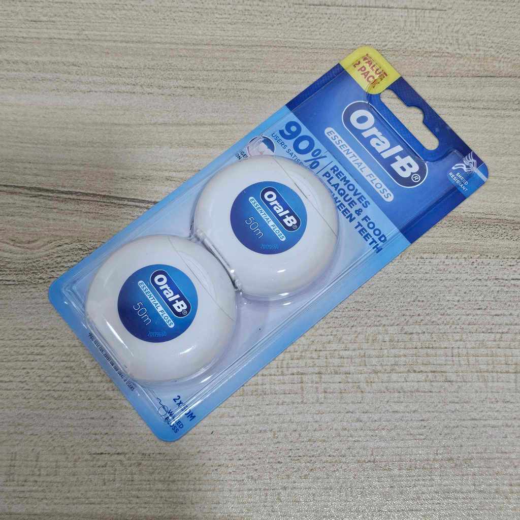 (แพ๊ค 2 ชิ้น) Oral-B Essential Floss ออรัลบี เอสเซนเชียลฟรอส ไหมขัดฟัน ขนาด 50 เมตร x 2 ชิ้น oral b