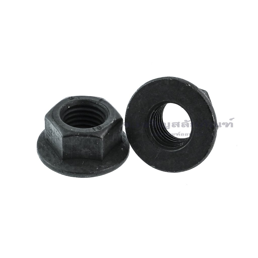 หัวน็อตติดจาน-หัวน็อตติดแหวนเหล็กดำ ขนาด M6 M8 M10 M12 M14 M16 M18 M20 Flange Hex Nut Carbon Steel (ราคาต่อ 1 หัว)
