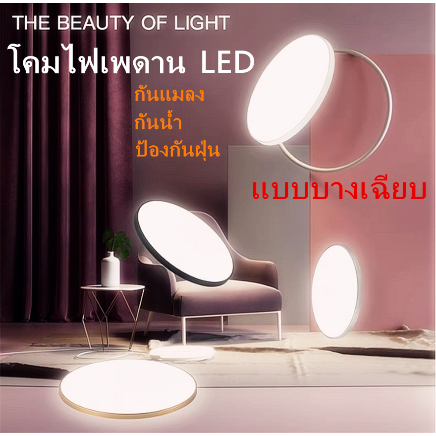 LEDโคมไฟบางเฉียบเพดาน LED โมเดิร์นรอบ AC220V 15W 24W 40W/48W/96W ในร่มอะคริลิค Ultra Thin โคมไฟเพดาน LED ตกแต่งบ้าน
