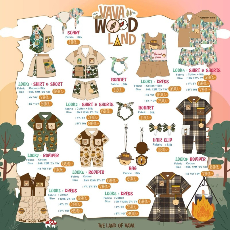 💘 Wood Land Camping 🏕️ ชุดเซ็ต 12m + หมวก S + mom & dad • the land of vava