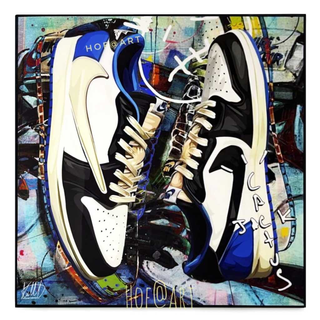 รูปภาพ รองเท้า Nike Air Jordan 1 Low Fragment x Travis Scott ไนกี้ รูปภาพ​ติดผนัง pop art กรอบรูป แต