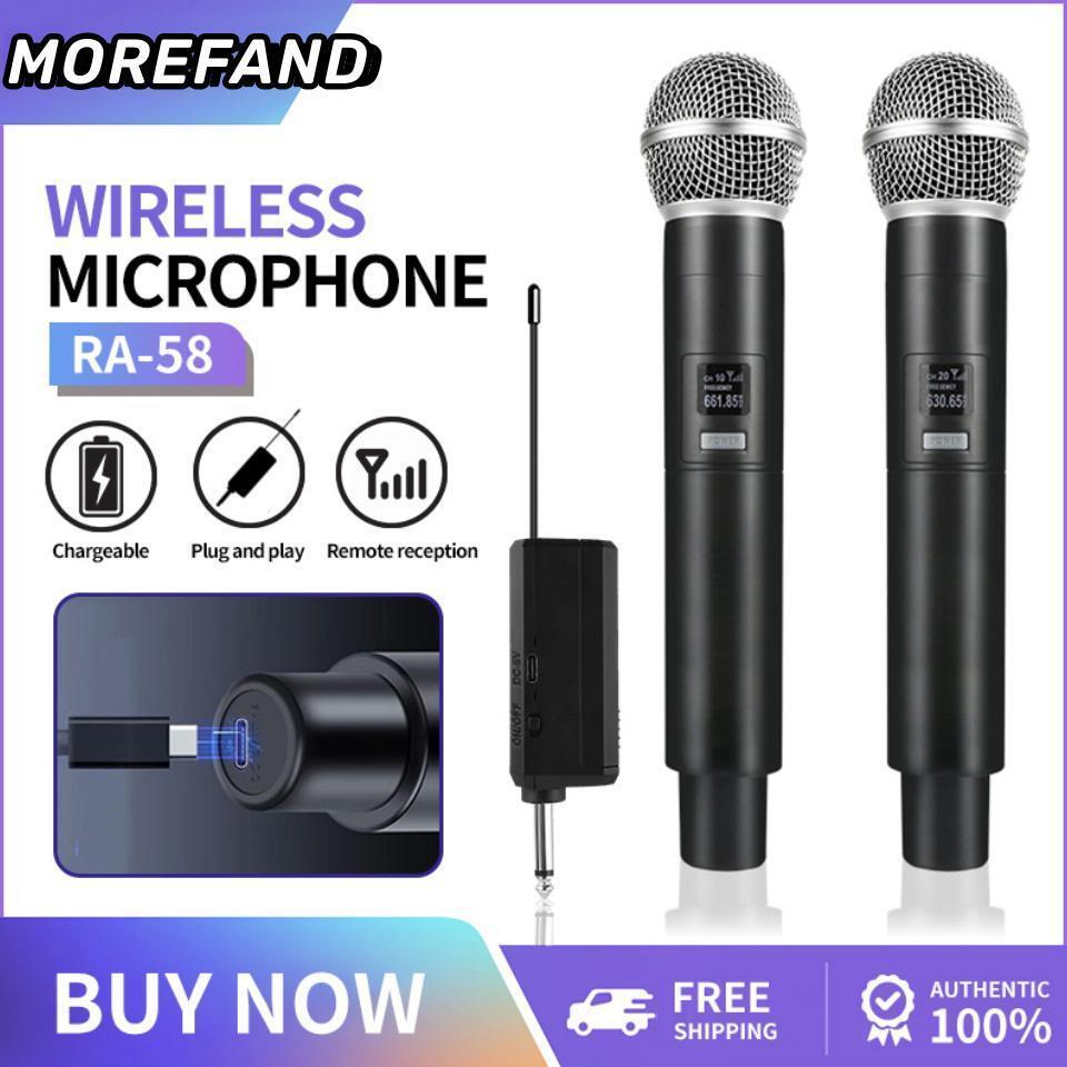 ไมโครโฟนไร้สาย UHF Wireless Microphone ชุดรับ-ส่งไมโครโฟนไร้สาย ไมค์คู่แบบมือถือ Karaoke Mic