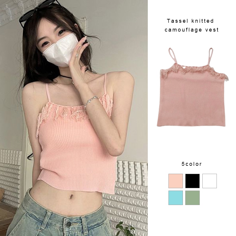 พู่ถัก Camisole ผู้หญิงเผ็ดสาวสั้นสวยกลับเสื้อกั๊กเซ็กซี่สูงเอวด้านบน PR