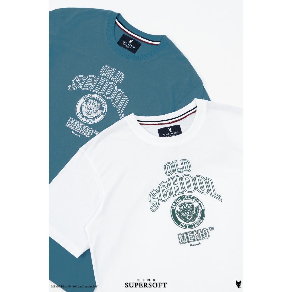 AEIOU เสื้อยืด Memo Supersoft Premium ลายสกรีน รุ่น Old School สินค้าลิขสิทธิ์แท้