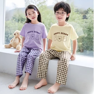 Beryl kids🌸ชุดเซ็ทเด็กน่ารักๆ🎀ชุดนอนเด็กชายหญิง เสื้อผ้าแขนสั้นกางเกงขายาว ลําลอง สองชิ้น ผ้านิ่ม ใส่สบาย ฤดูร้อน