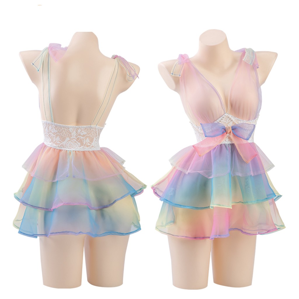 HONEY SEXY ชุดเดรส ชุดชีฟอง ชุดเรนโบว์ 🌼มีไซต์ M-5XL ได้ถึง 100kg มีแพค กระโปรงทรงเค้กสามชั้น H-1160 - รูปที่ 5