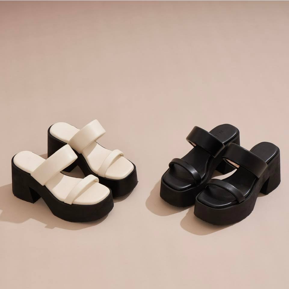 WILA SHOE รองเท้าส้นตึกผู้หญิง สไตล์เกาหลีรุ่นชิฟฟ่อน🌷|พร้อมส่ง รองเท้าผู้หญิง