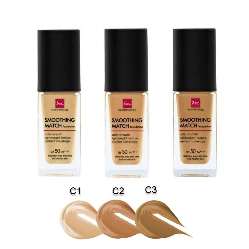BSC รองพื้น บีเอสซี เนื้อซาตินบางเบา BSC SMOOTHING MATCH FOUNDATION SPF 50 PA++++ ขนาด 30 มล.